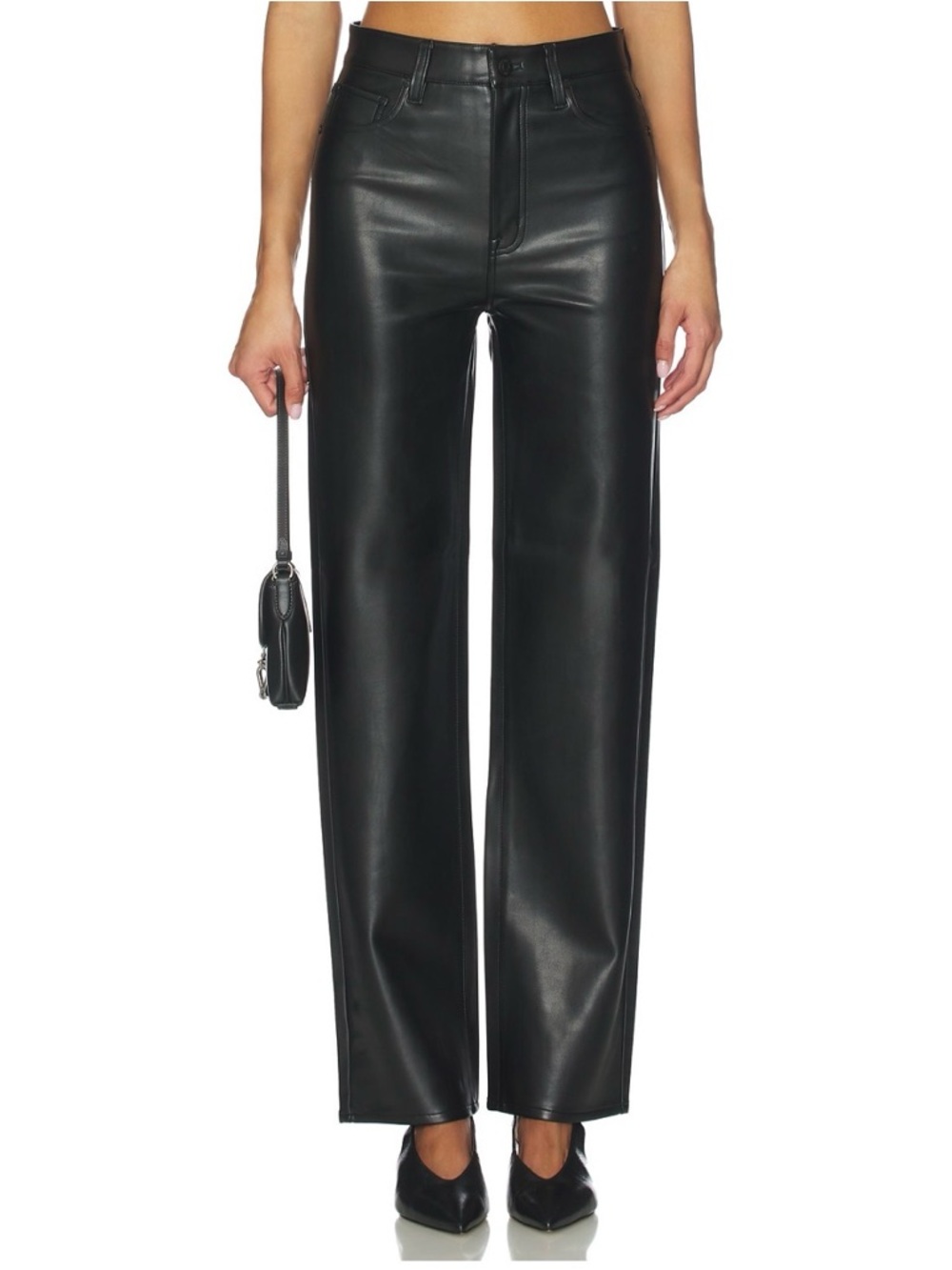 Pistola Black Faux Leather Straight Leg Pants
